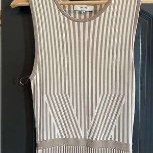 Reiss White and Tan Ribbed Fitted dress